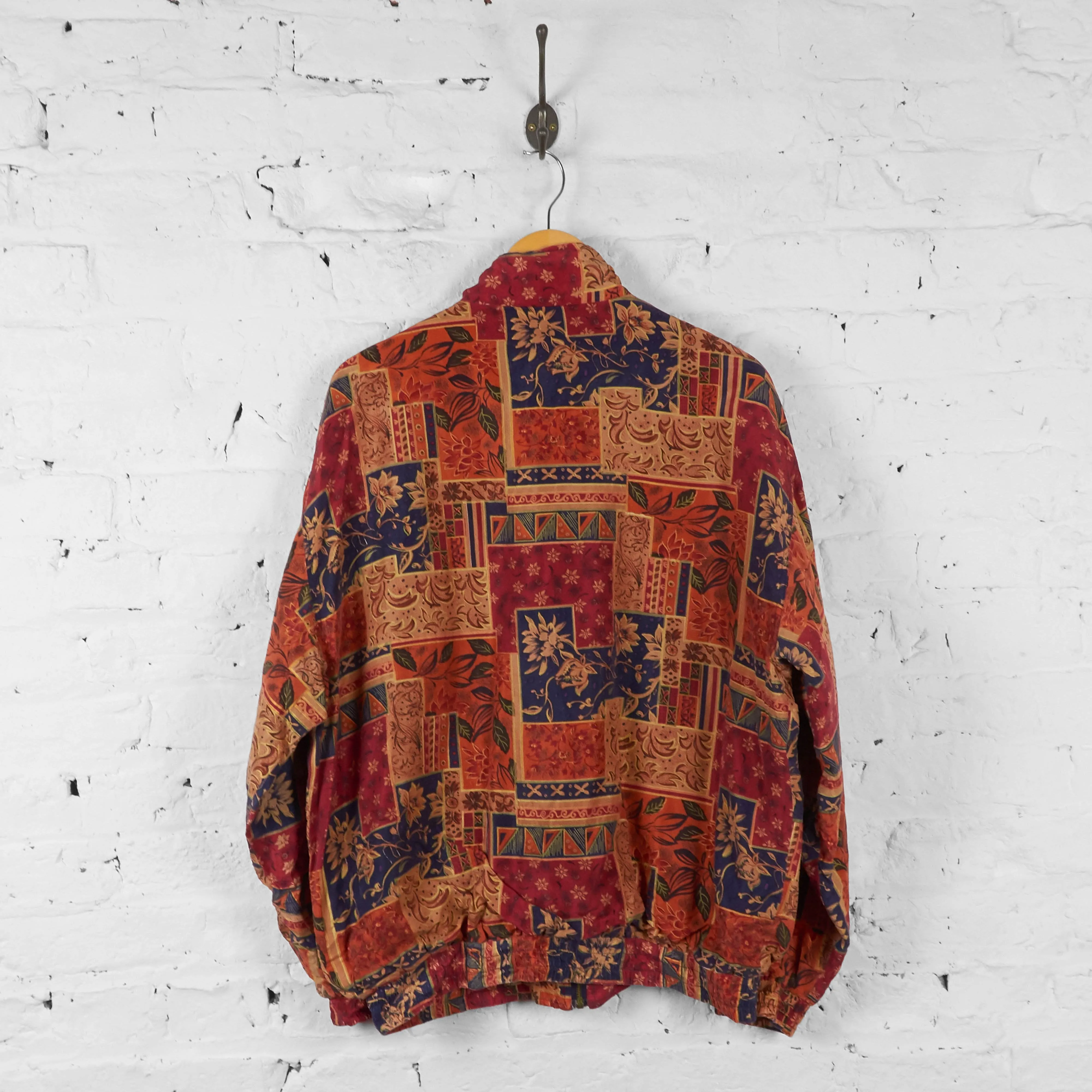 Floral Silk Bomber Jacket - Orange - L