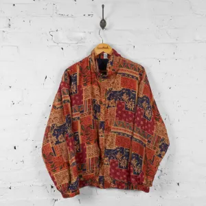 Floral Silk Bomber Jacket - Orange - L