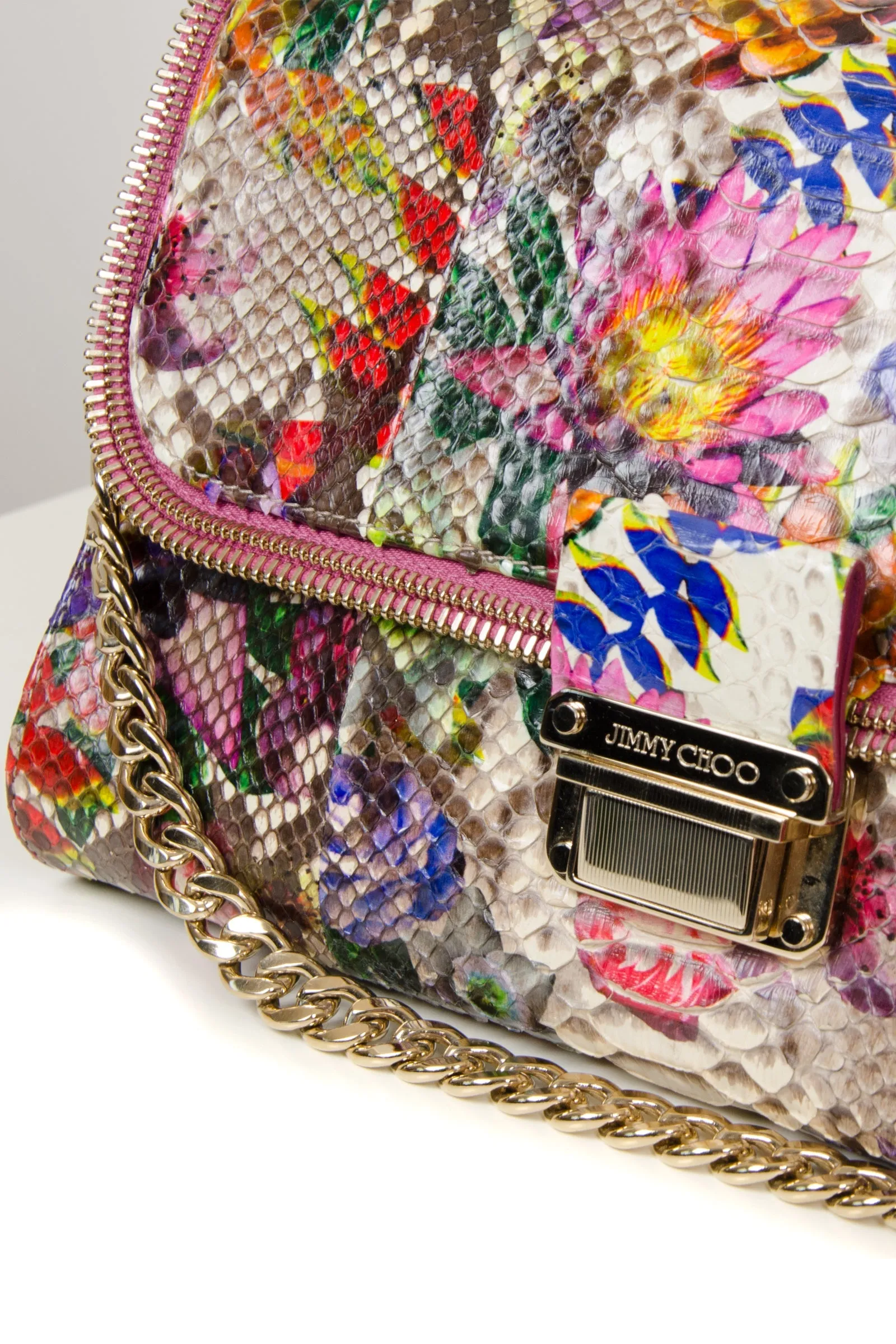 Floral Snakeskin 'Lou' Shoulder Bag