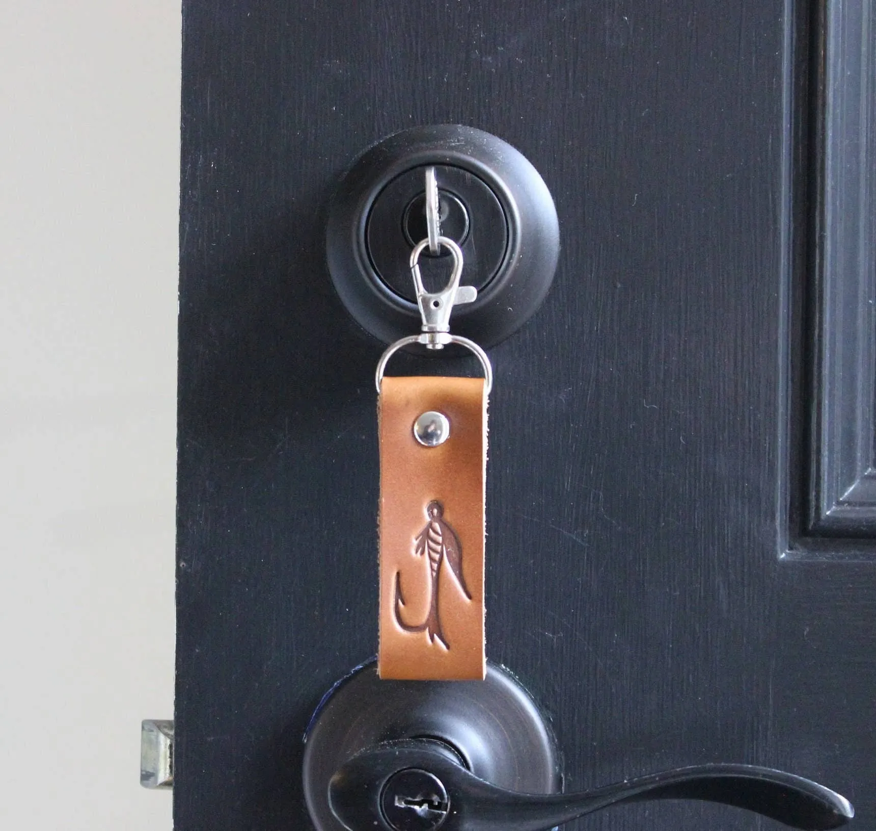 Flyfishing Leather Keychain