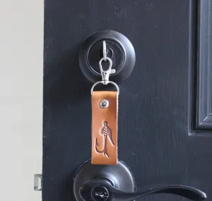 Flyfishing Leather Keychain