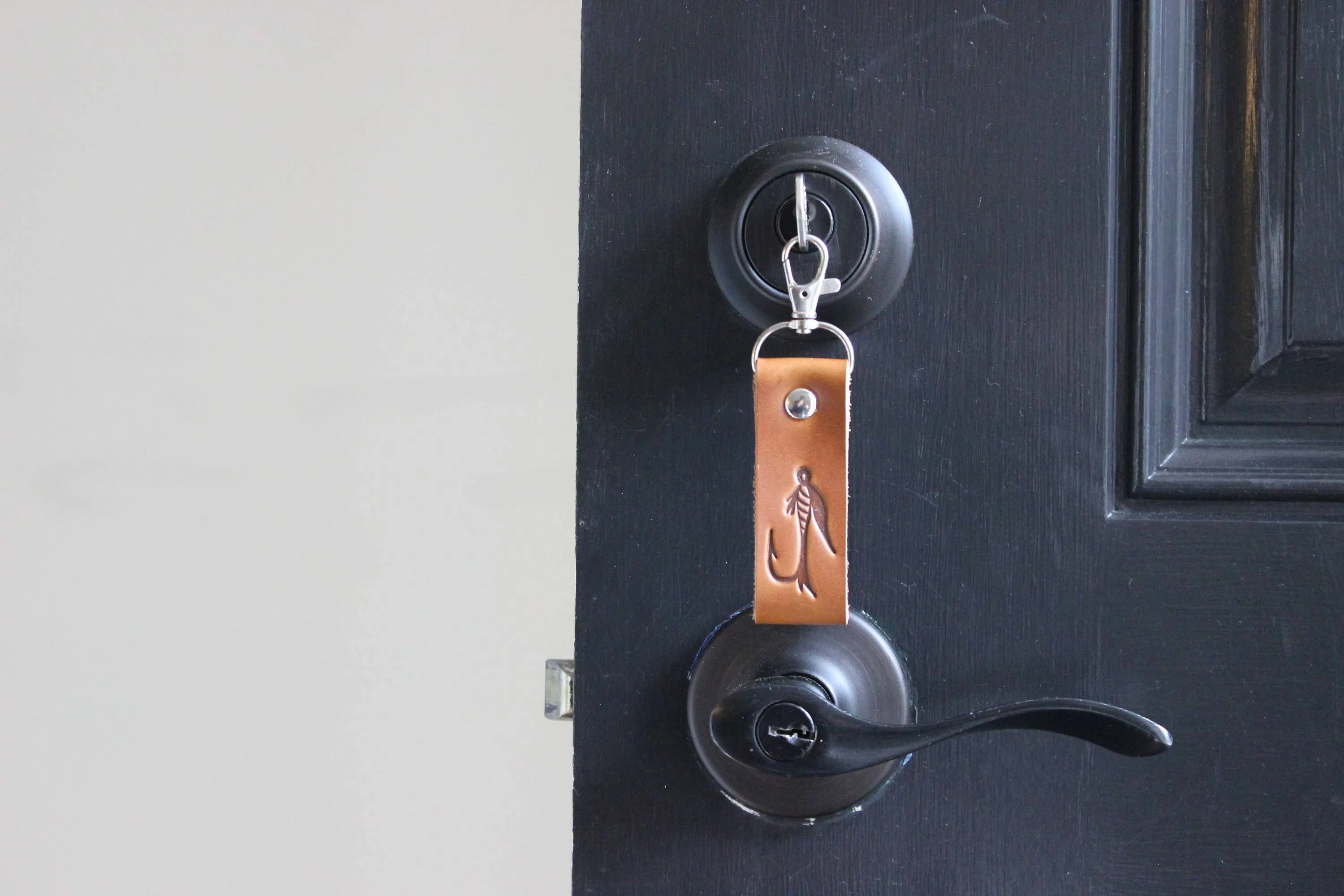Flyfishing Leather Keychain