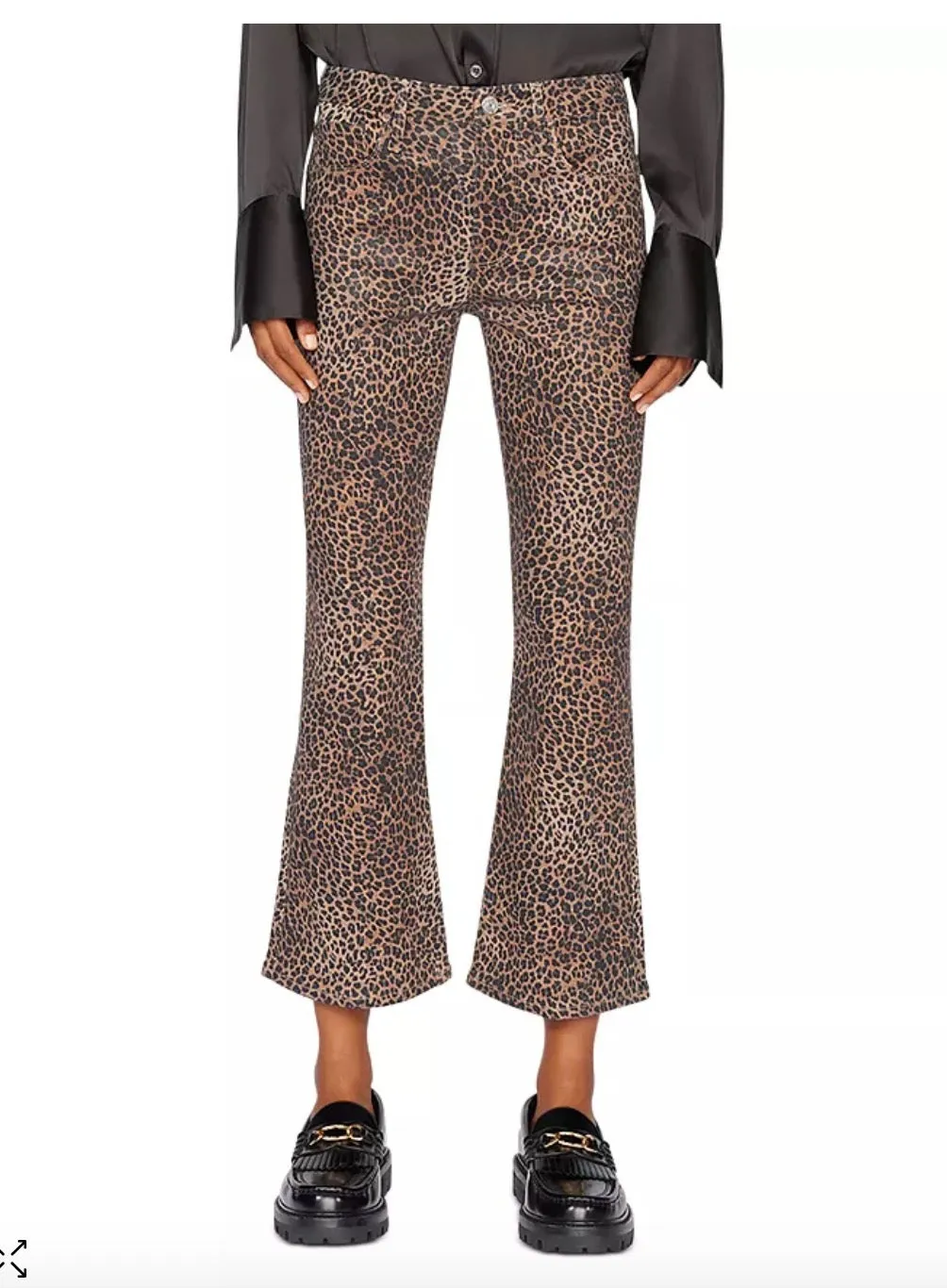 FRAME le Crop Mini Coated Bootcut Jeans in Leopard