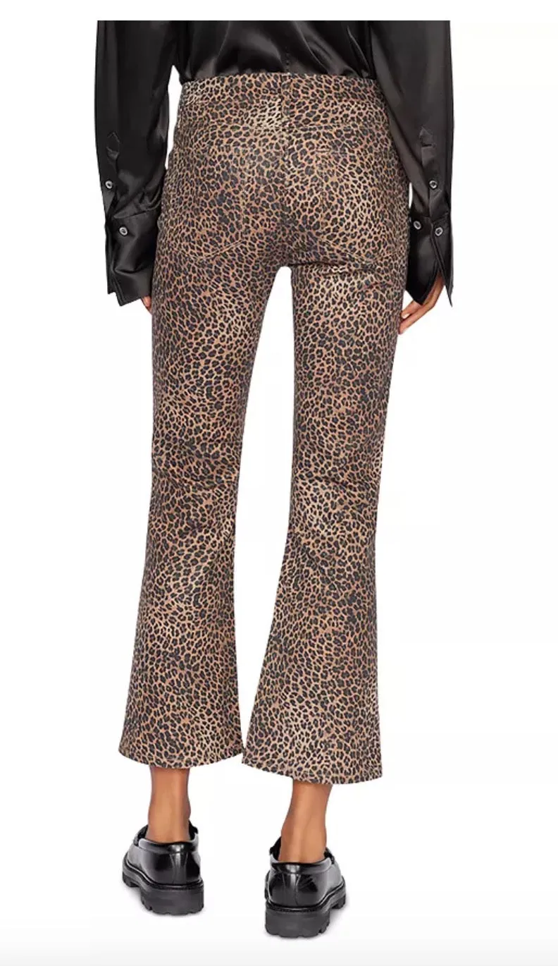 FRAME le Crop Mini Coated Bootcut Jeans in Leopard