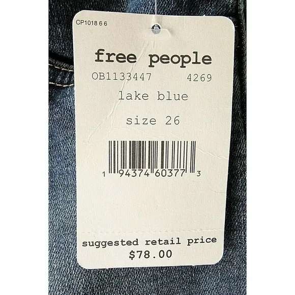 𝅺free People Size 26 Blue Stretch Skinny Jeans