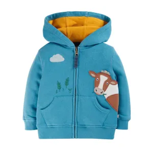 Frugi Carbis Infant Hoodie Blue Cow