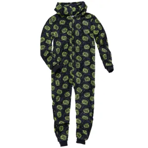 Game Over! Black & Green All Over Print Fleece Onesie