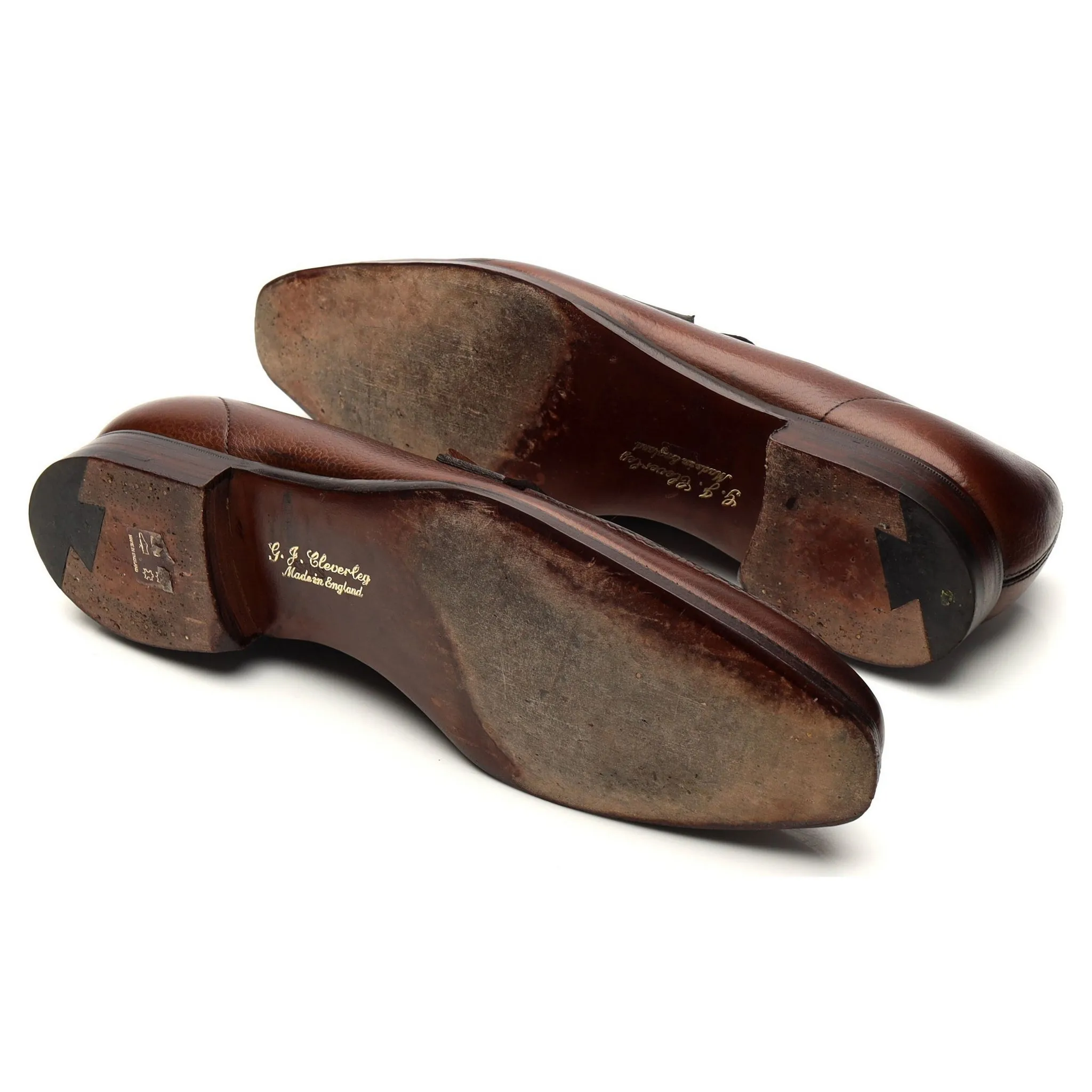 'George' Dark Brown Grain Leather Loafers UK 8.5 E