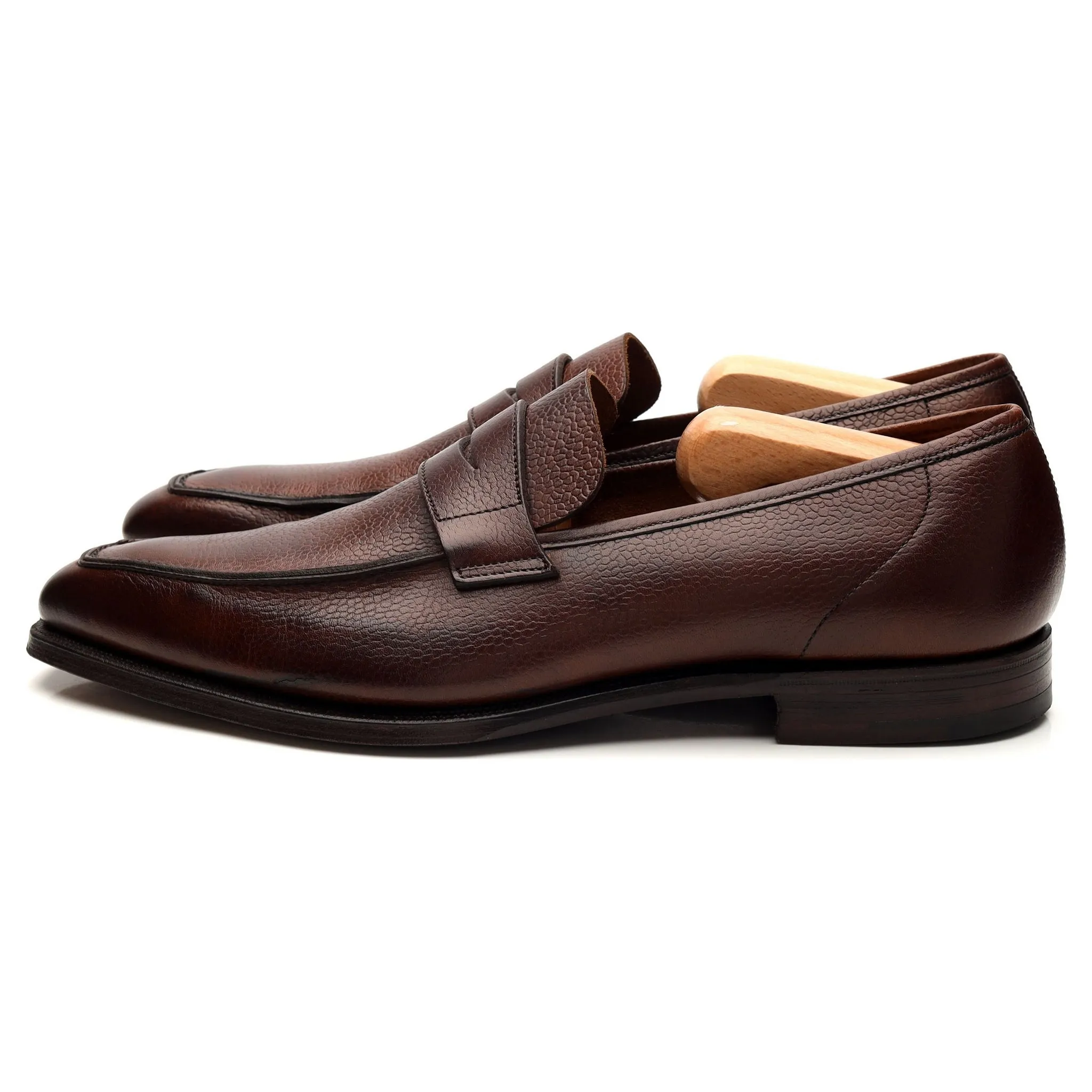 'George' Dark Brown Grain Leather Loafers UK 8.5 E