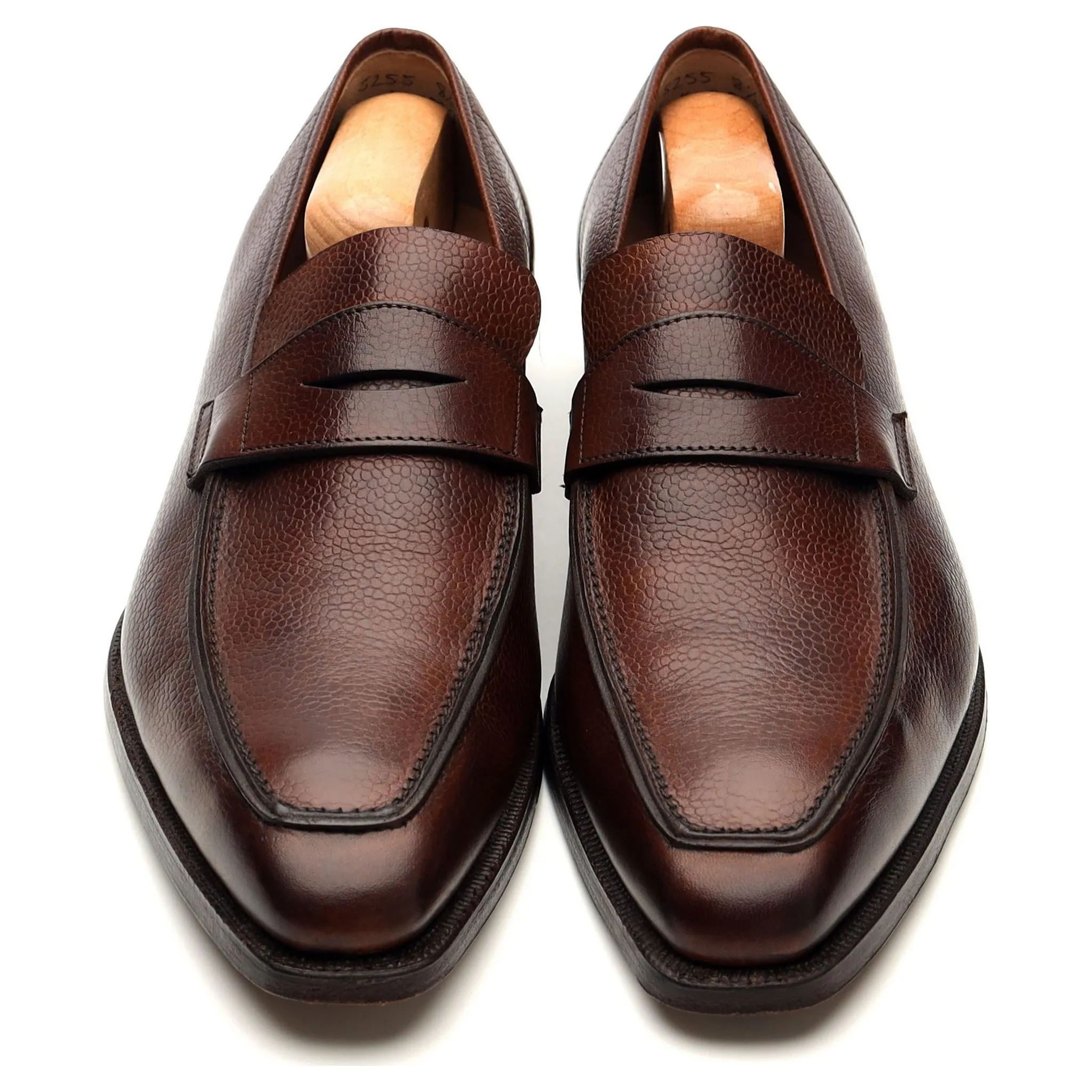 'George' Dark Brown Grain Leather Loafers UK 8.5 E