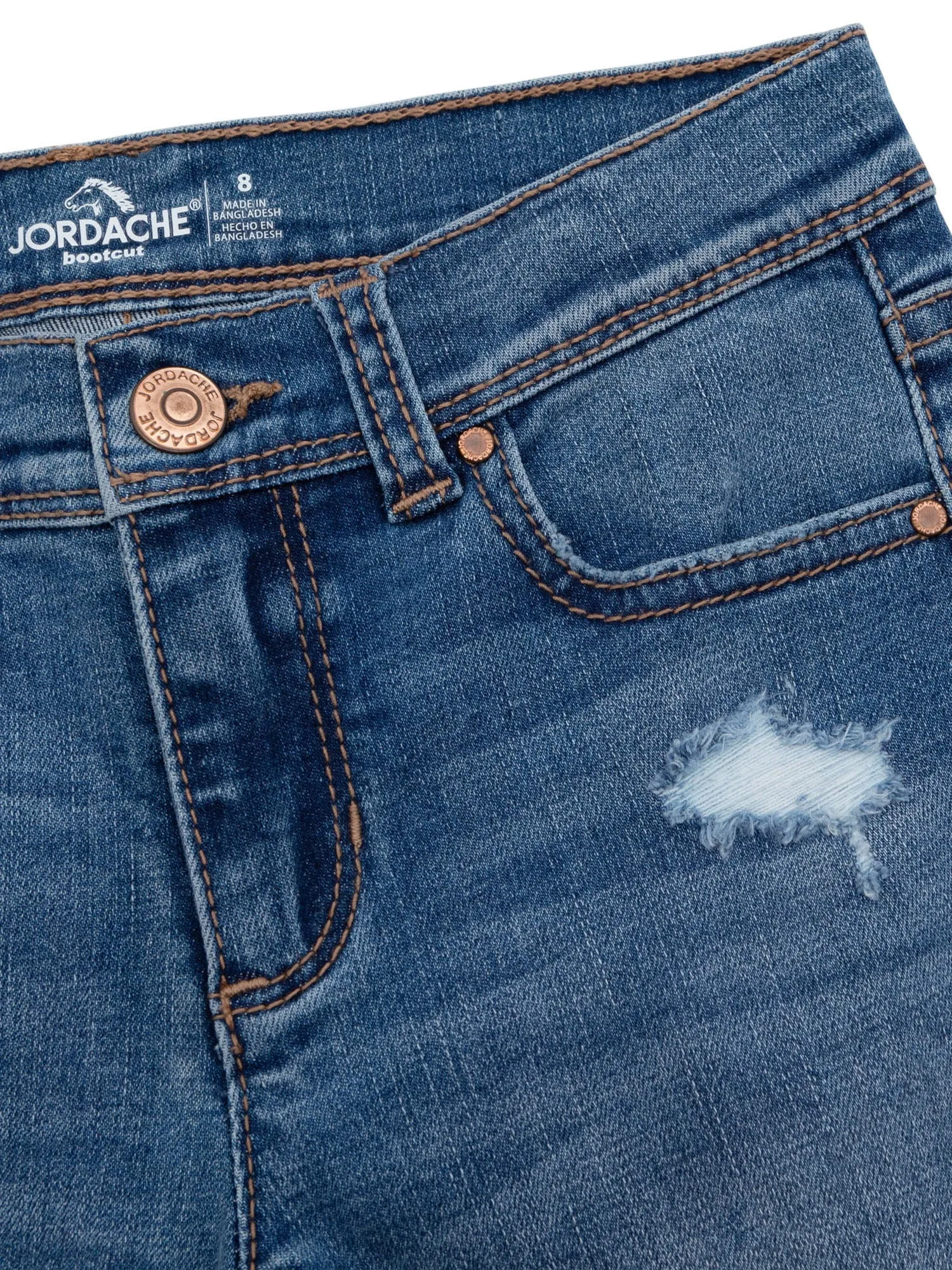 Girls Destructed Bootcut Jeans