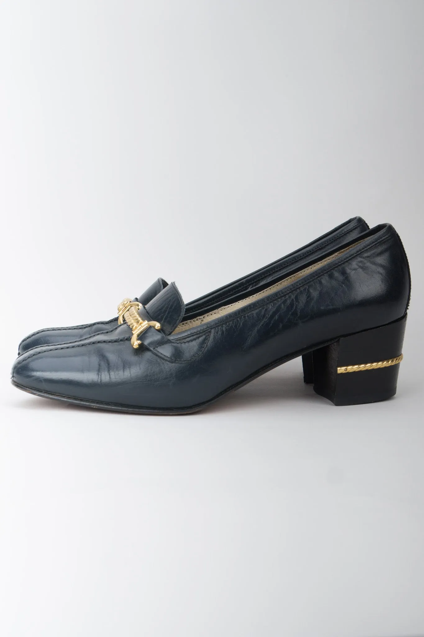 Gold Braid Heeled Loafers