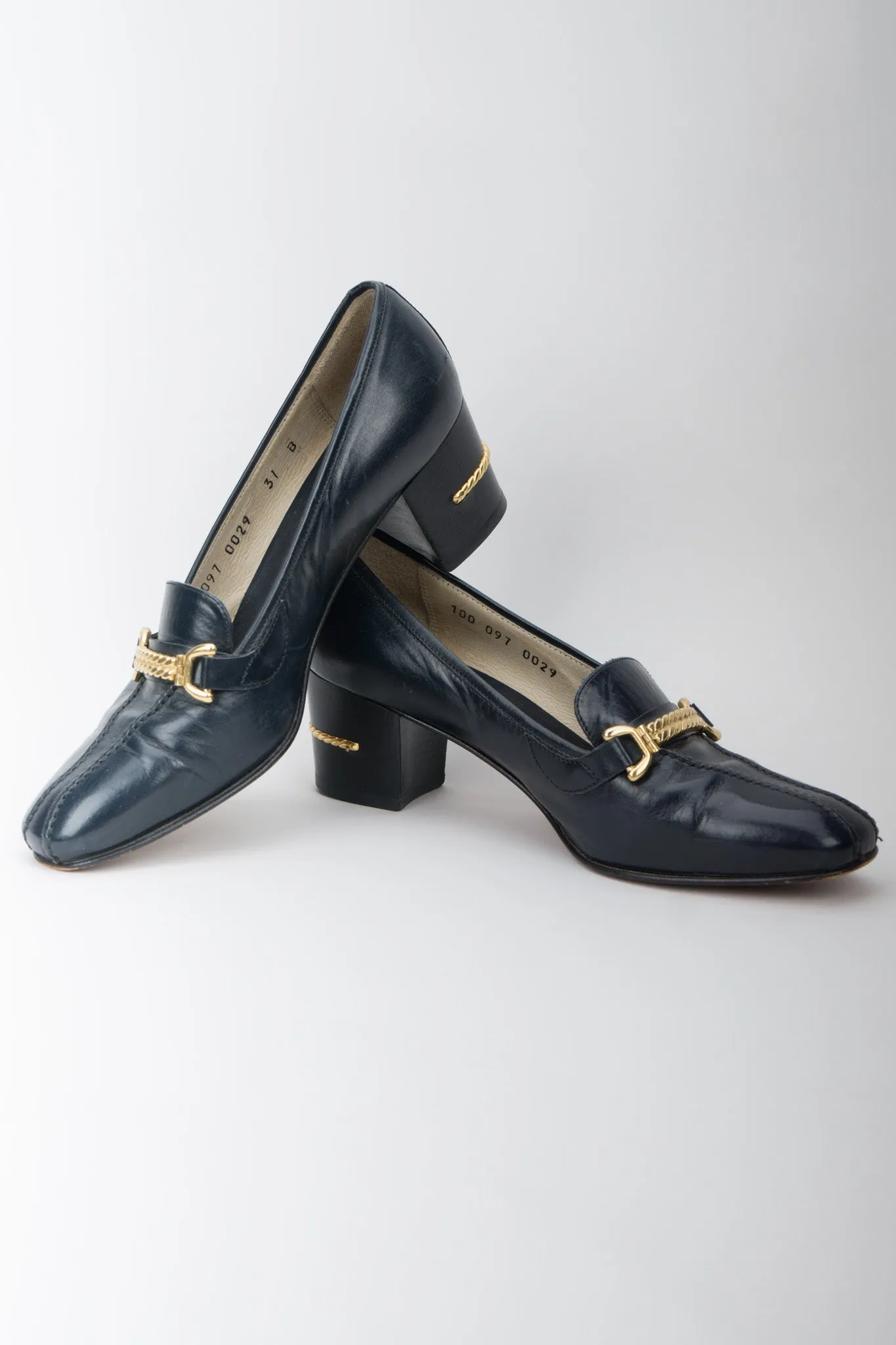 Gold Braid Heeled Loafers