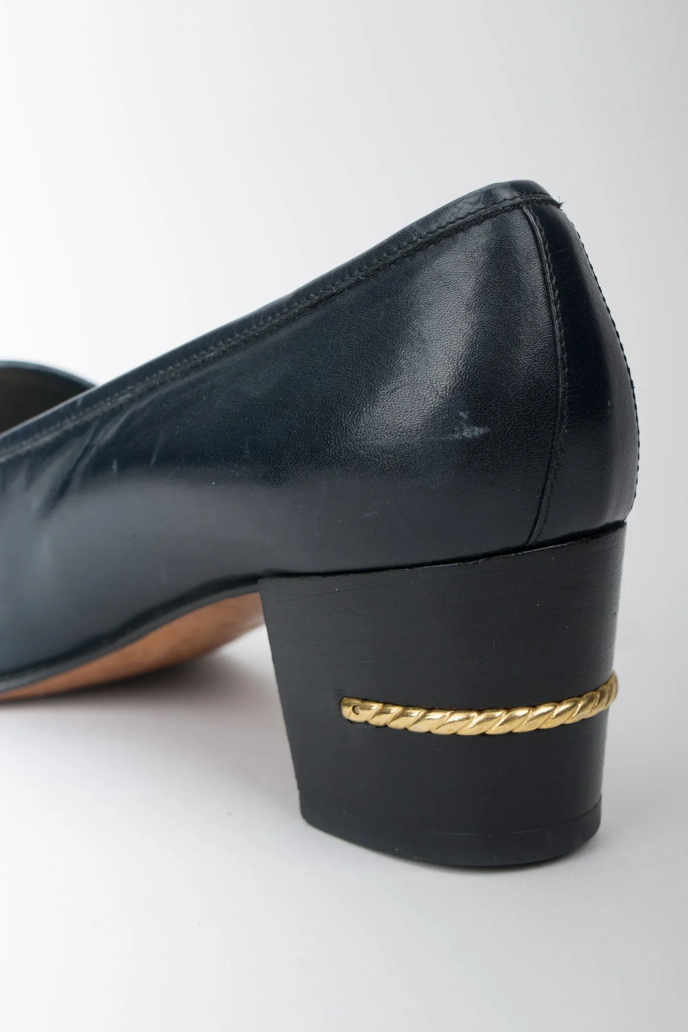 Gold Braid Heeled Loafers