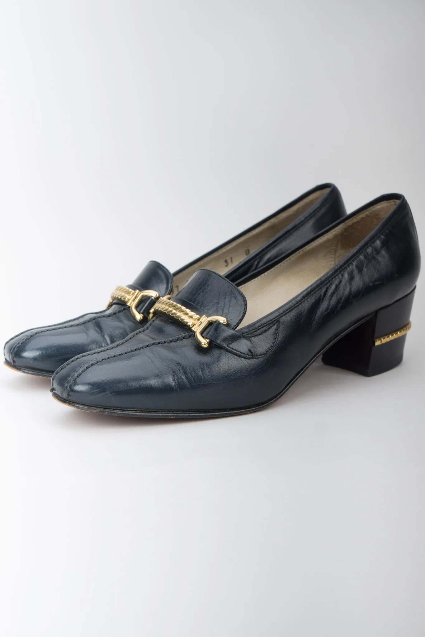 Gold Braid Heeled Loafers