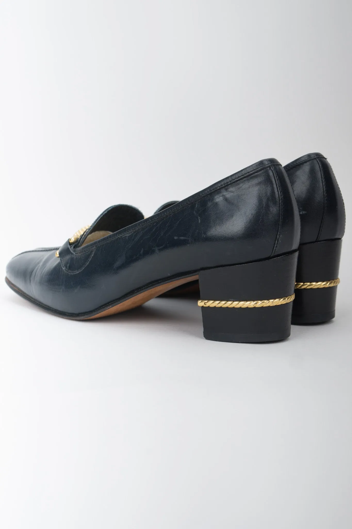 Gold Braid Heeled Loafers