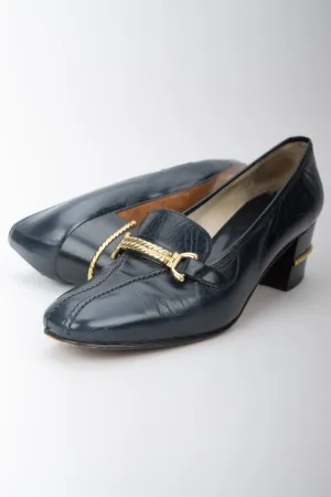 Gold Braid Heeled Loafers