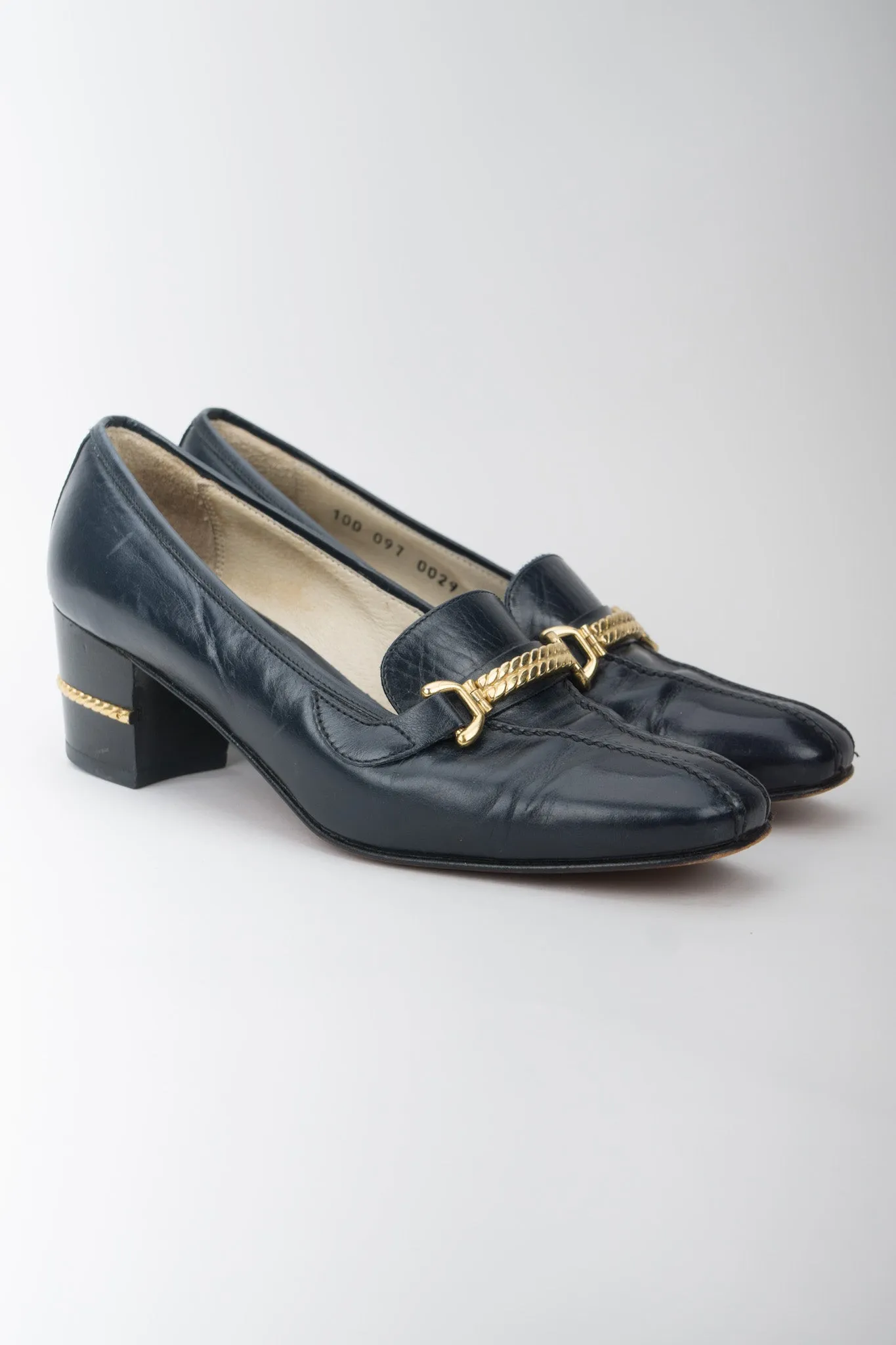 Gold Braid Heeled Loafers
