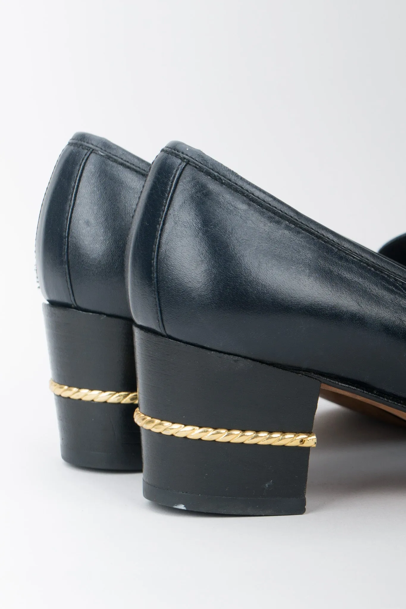 Gold Braid Heeled Loafers