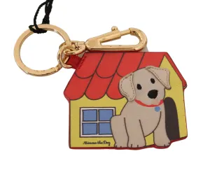Gold Leather MIMMO THE DOG Clasp Keyring Keychain