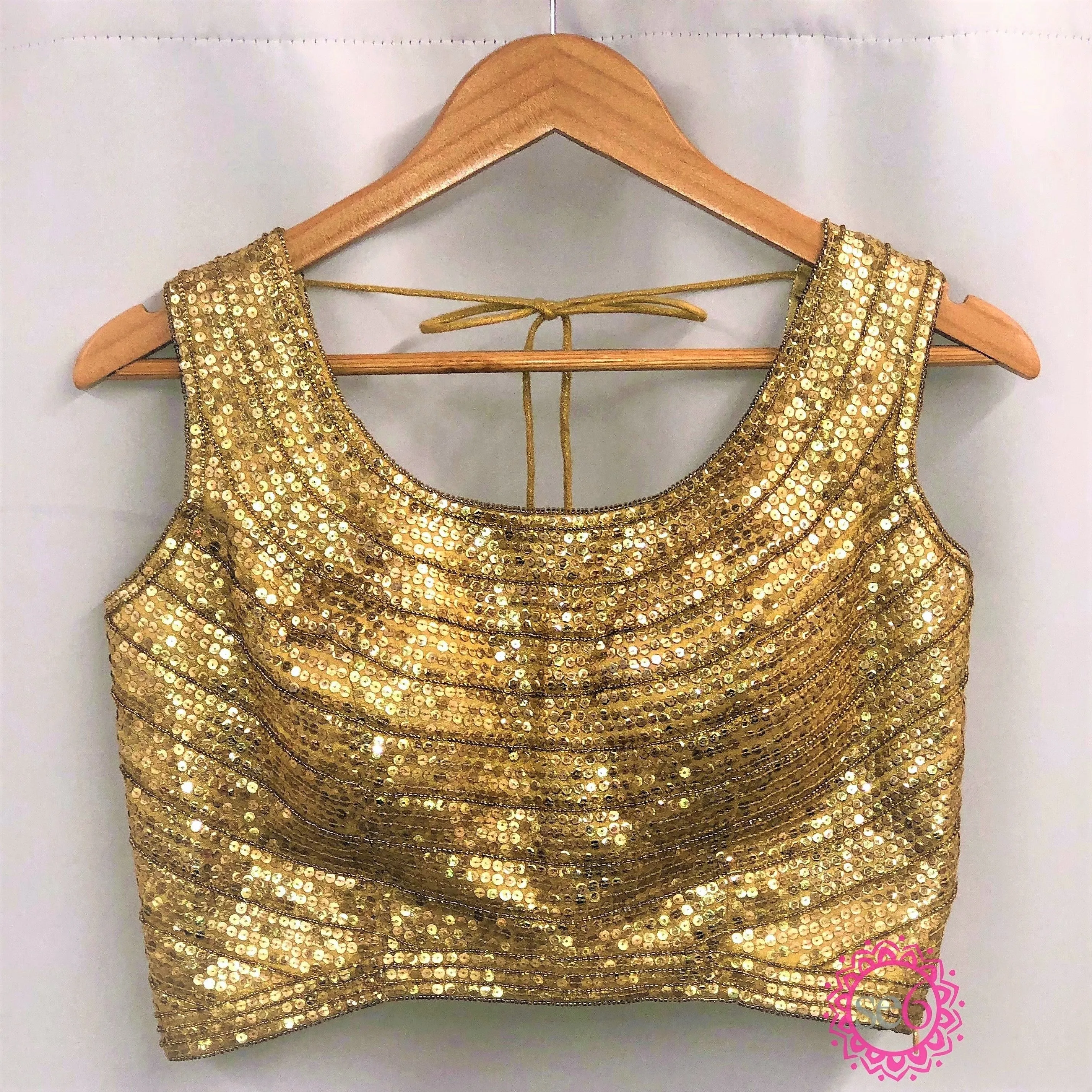 Gold Sequin Embroidered Blouse- Ready to Ship