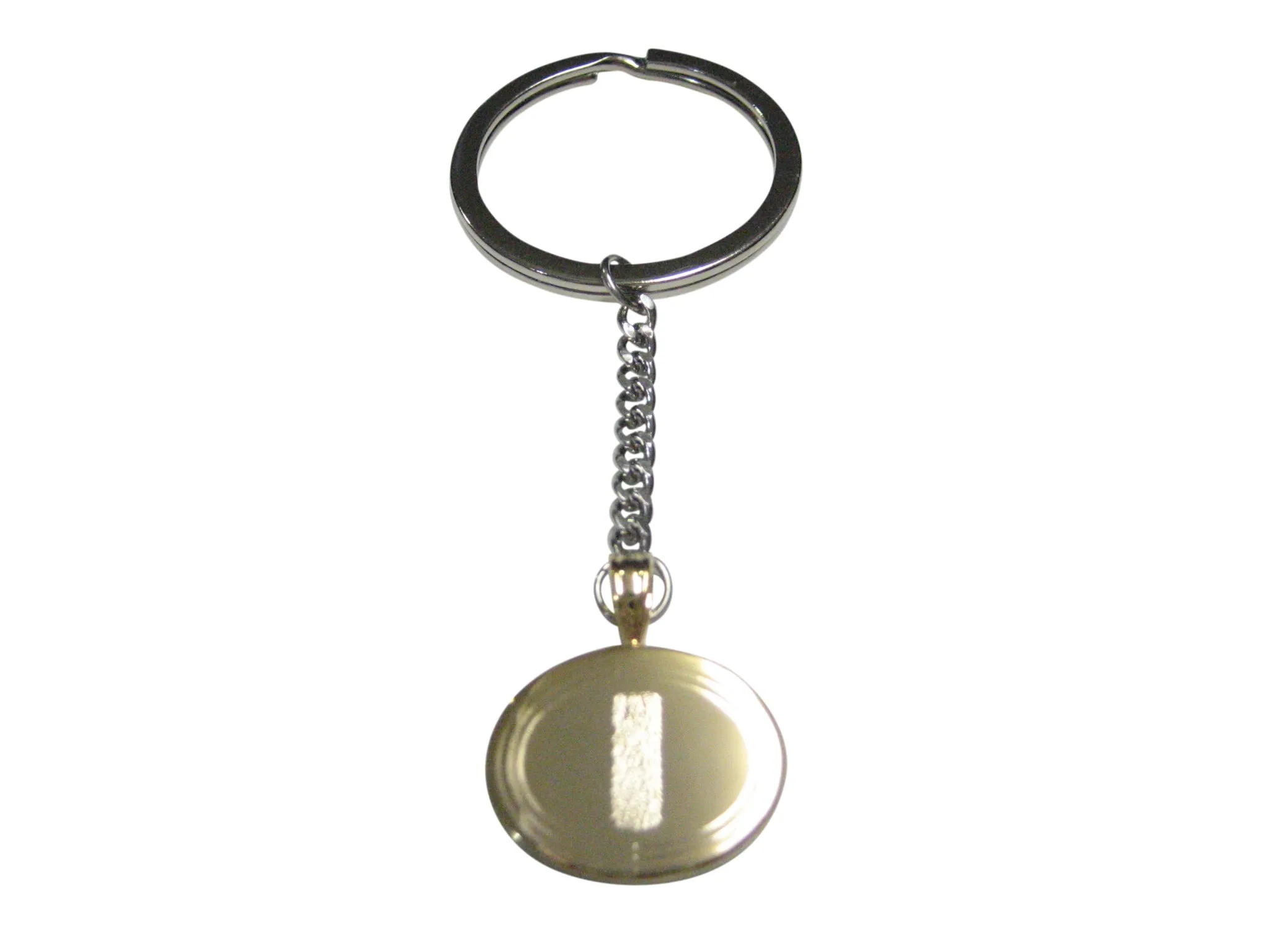 Gold Toned Etched Oval Helical Virus Pendant Keychain