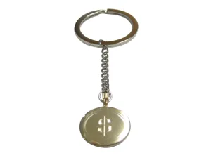 Gold Toned Etched Oval U.S. Dollar Sign Pendant Keychain