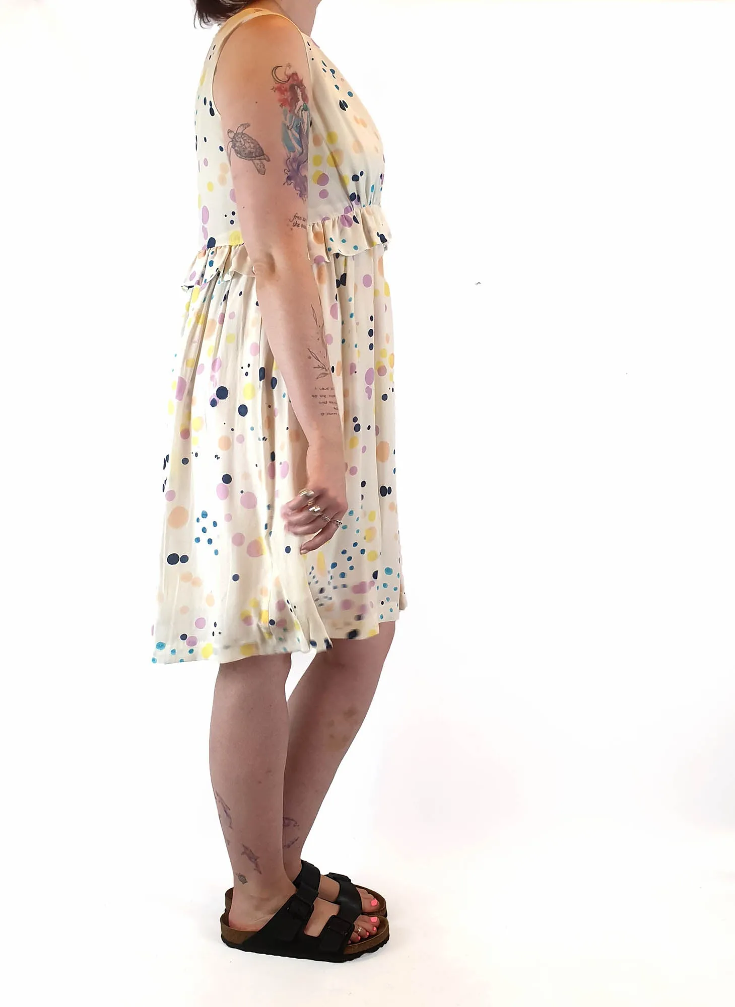 Gorman 100% silk sleeveless cream print dress size 12