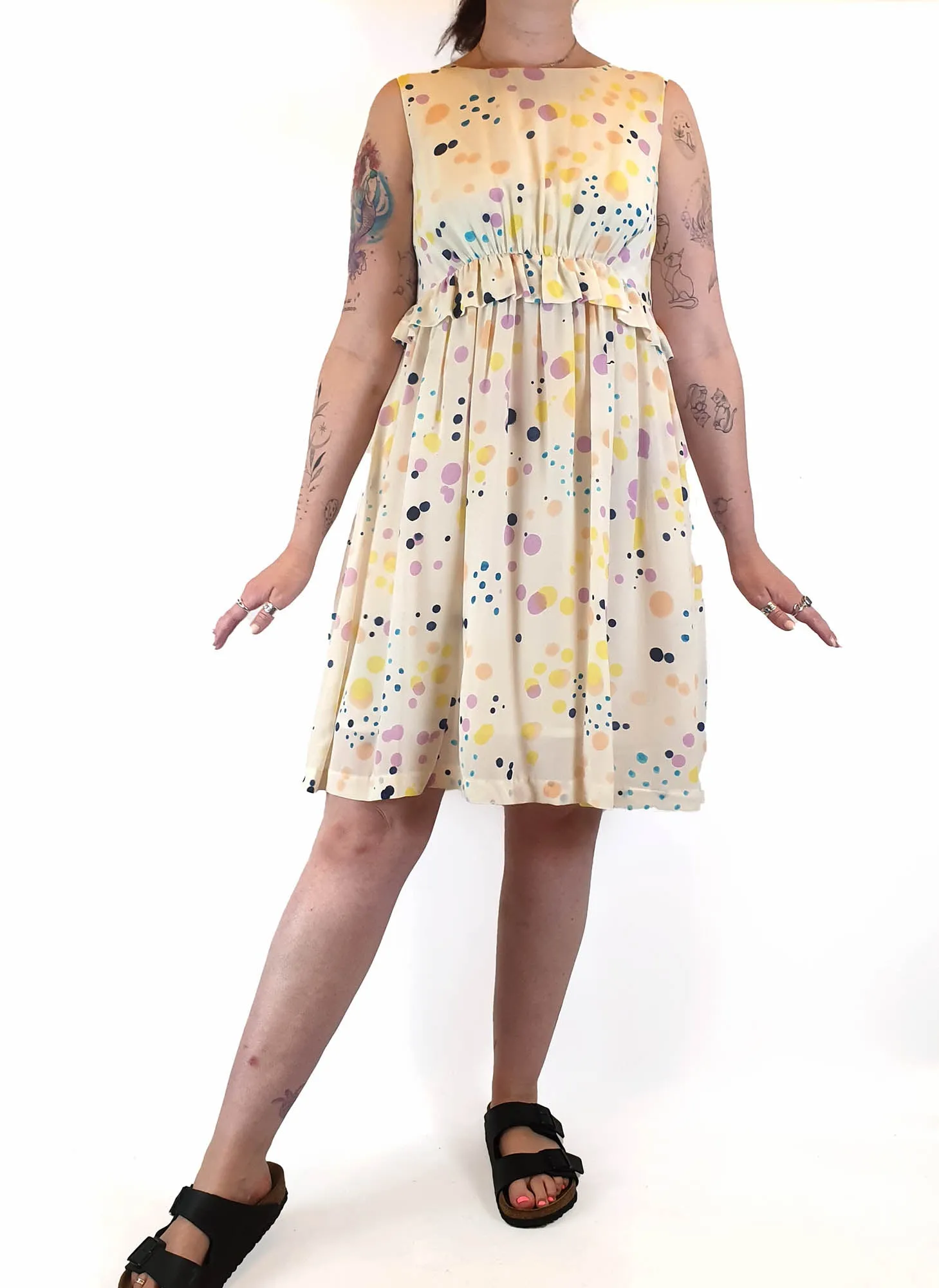 Gorman 100% silk sleeveless cream print dress size 12