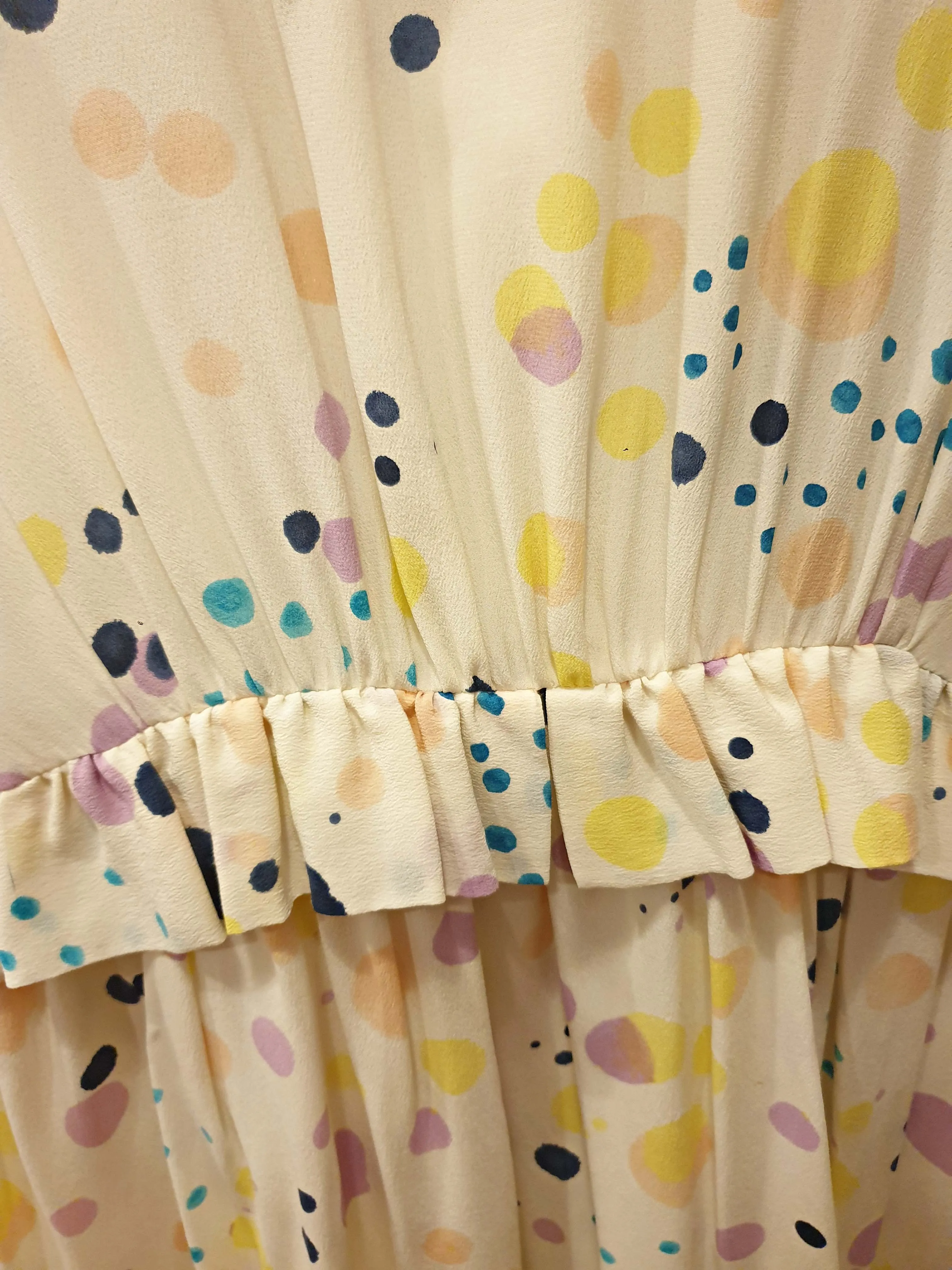 Gorman 100% silk sleeveless cream print dress size 12