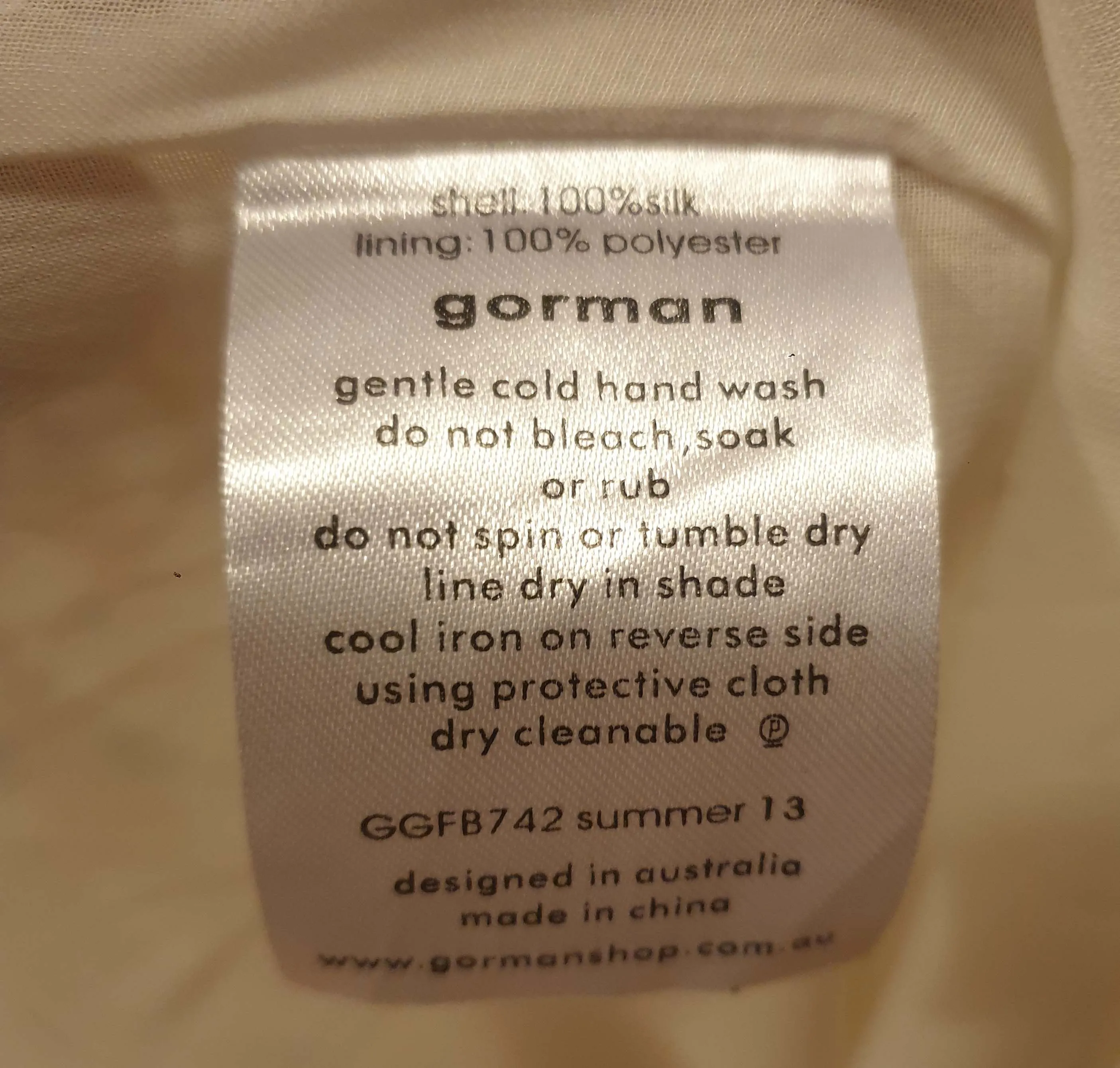 Gorman 100% silk sleeveless cream print dress size 12