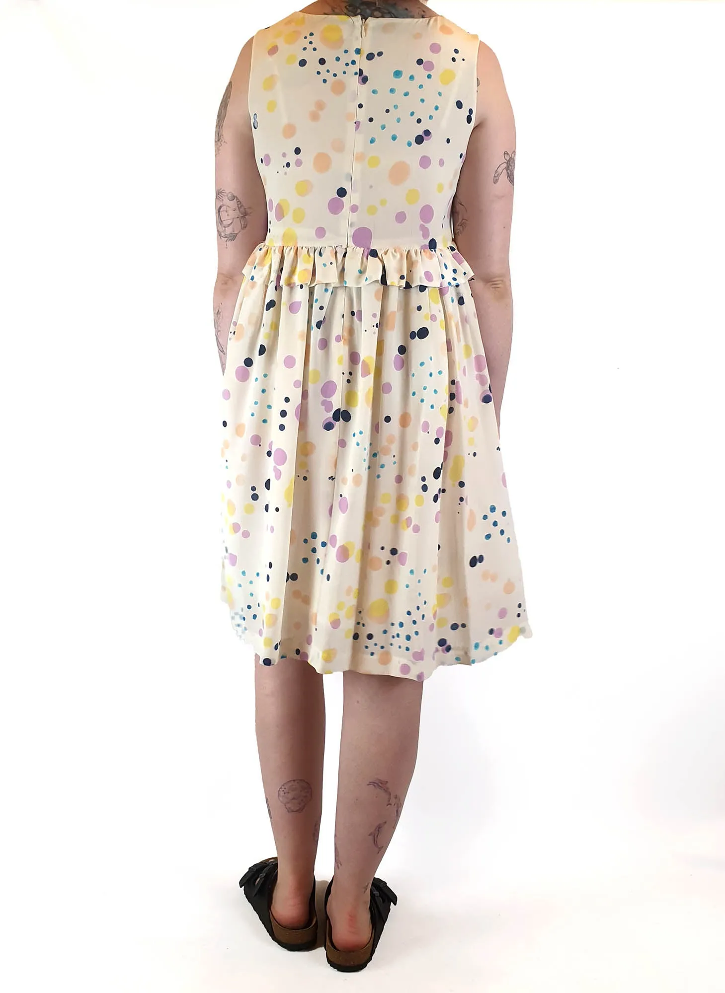 Gorman 100% silk sleeveless cream print dress size 12