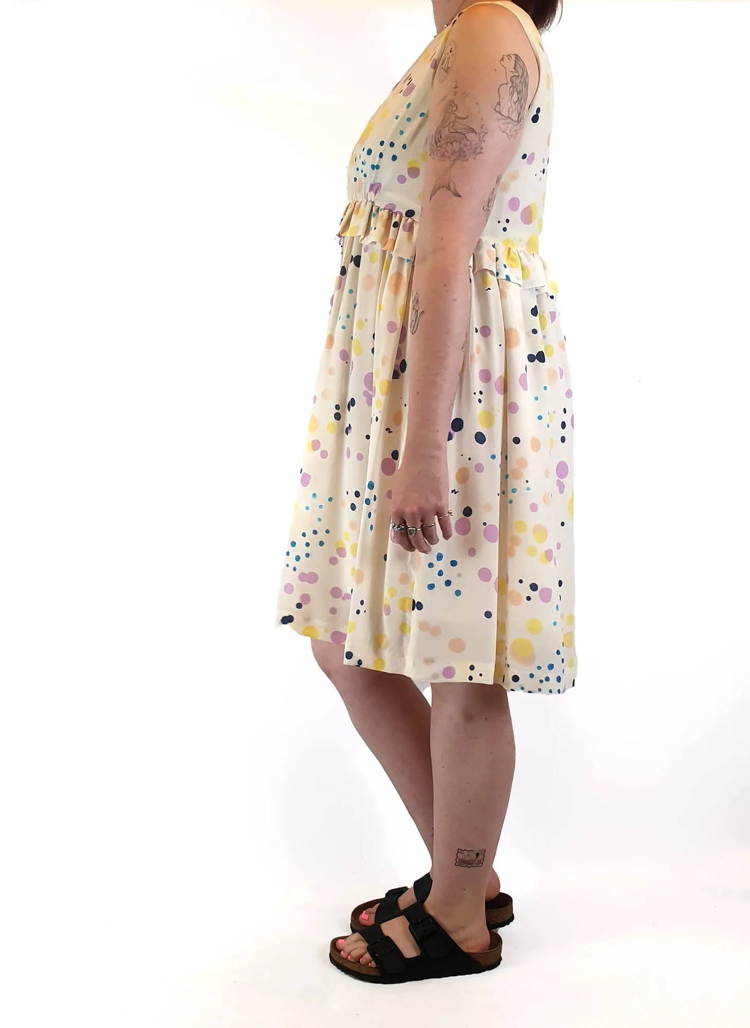 Gorman 100% silk sleeveless cream print dress size 12