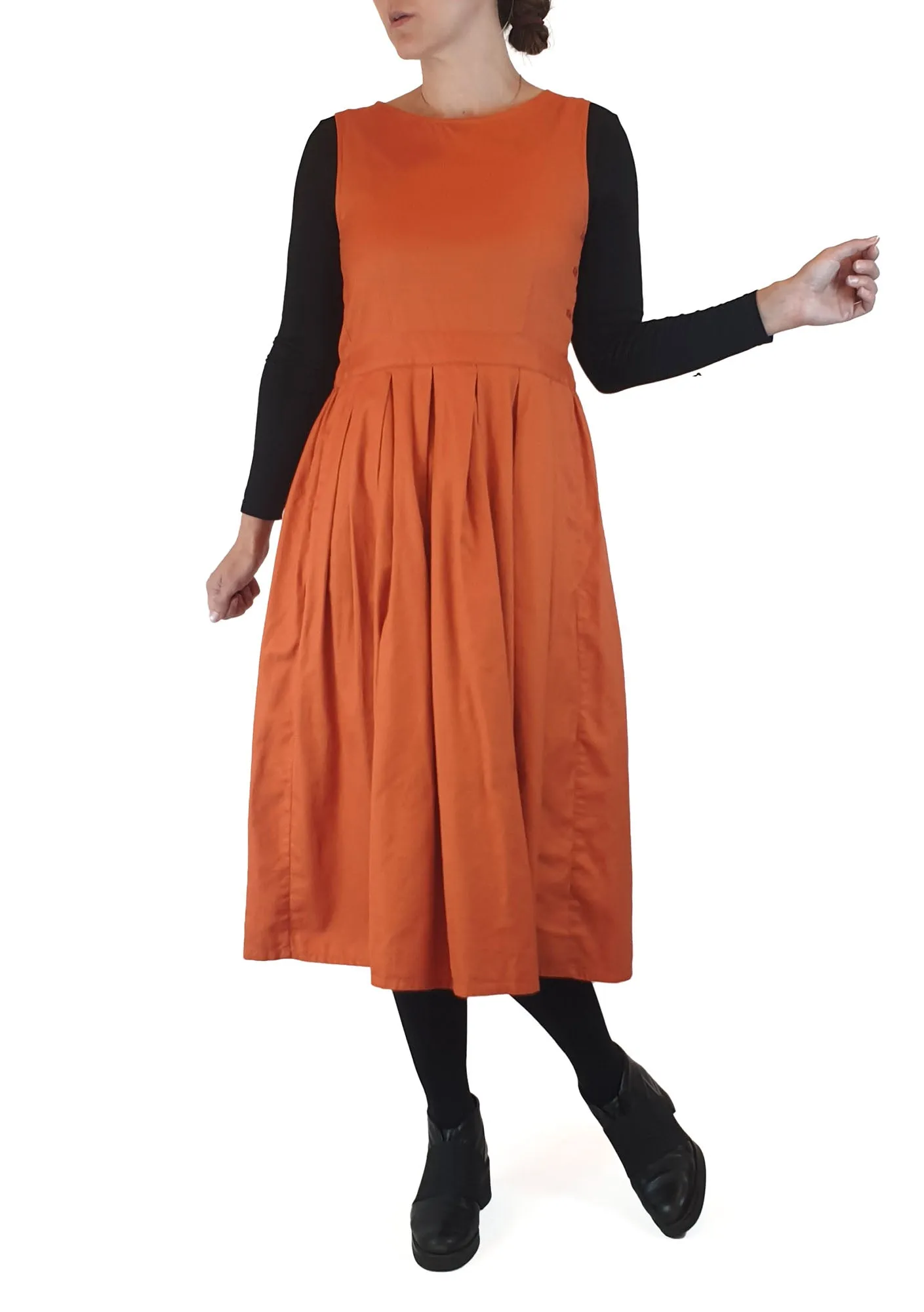 Gorman orange sleeveless pleated dress size 8