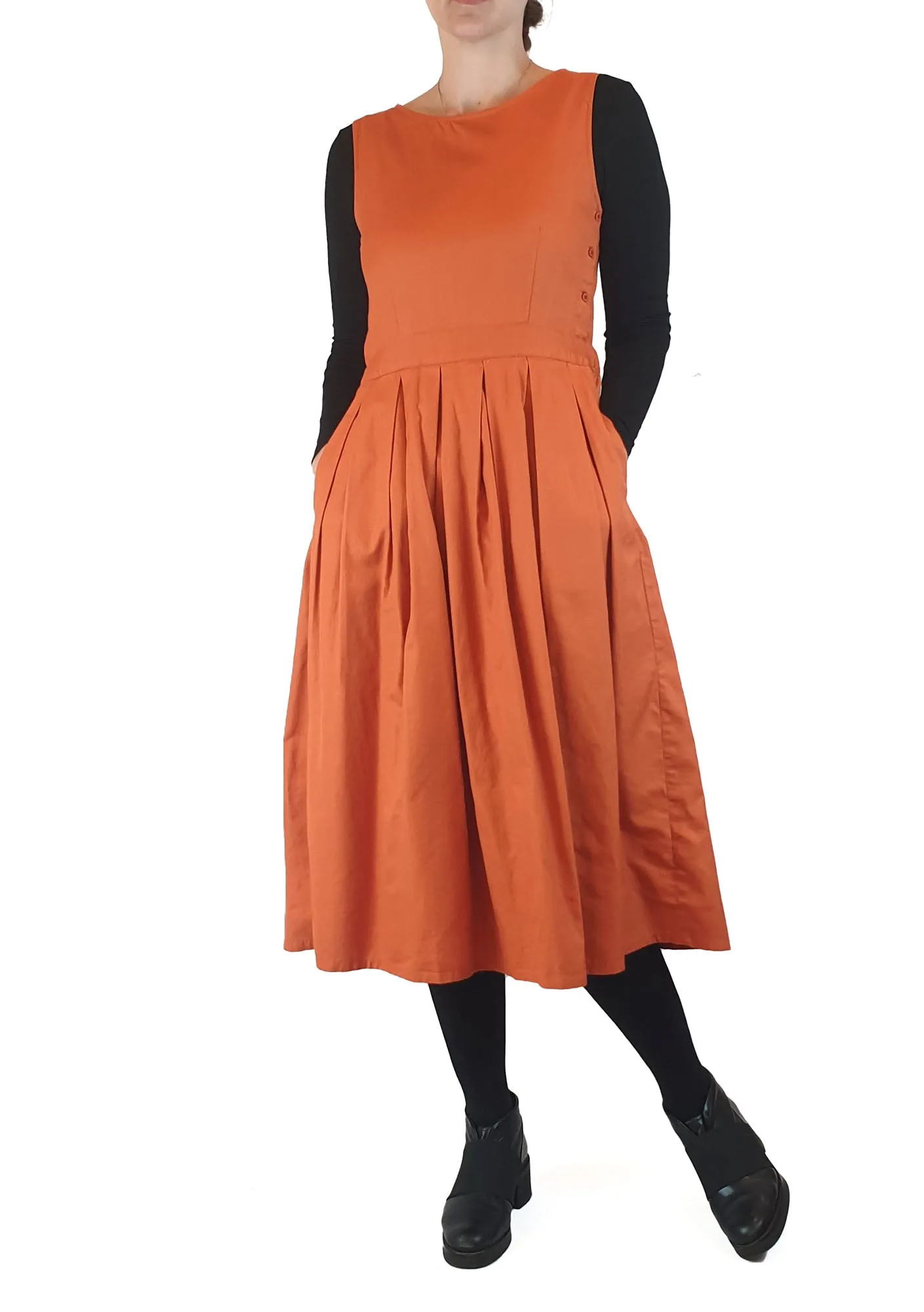 Gorman orange sleeveless pleated dress size 8