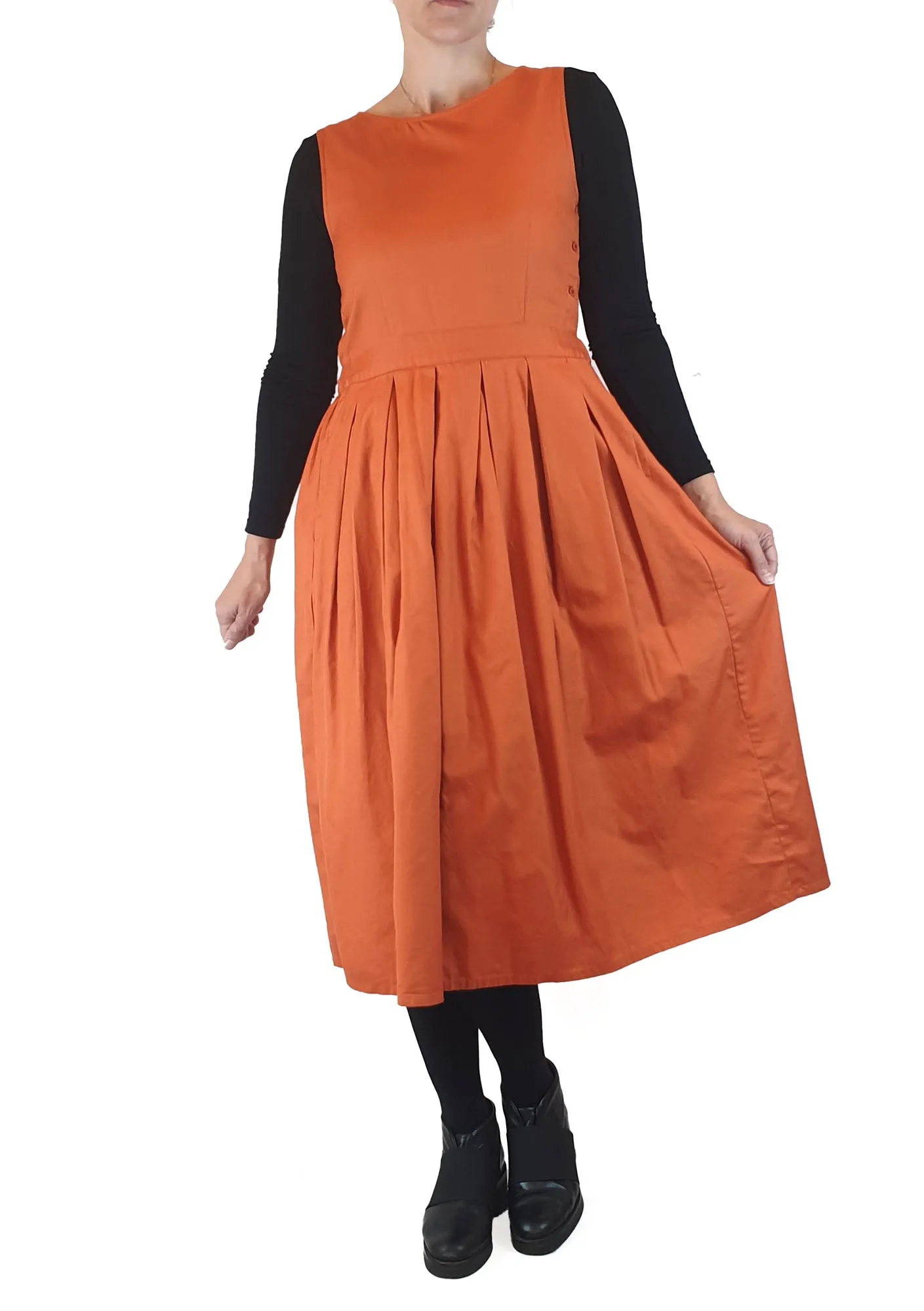 Gorman orange sleeveless pleated dress size 8