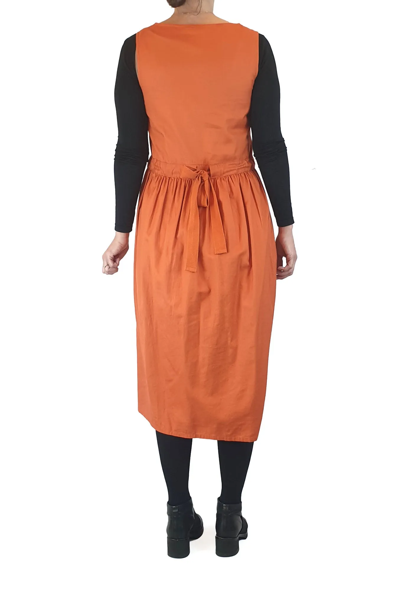 Gorman orange sleeveless pleated dress size 8