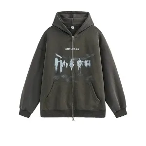 Graffiti Hooded Zip-Up Sweater