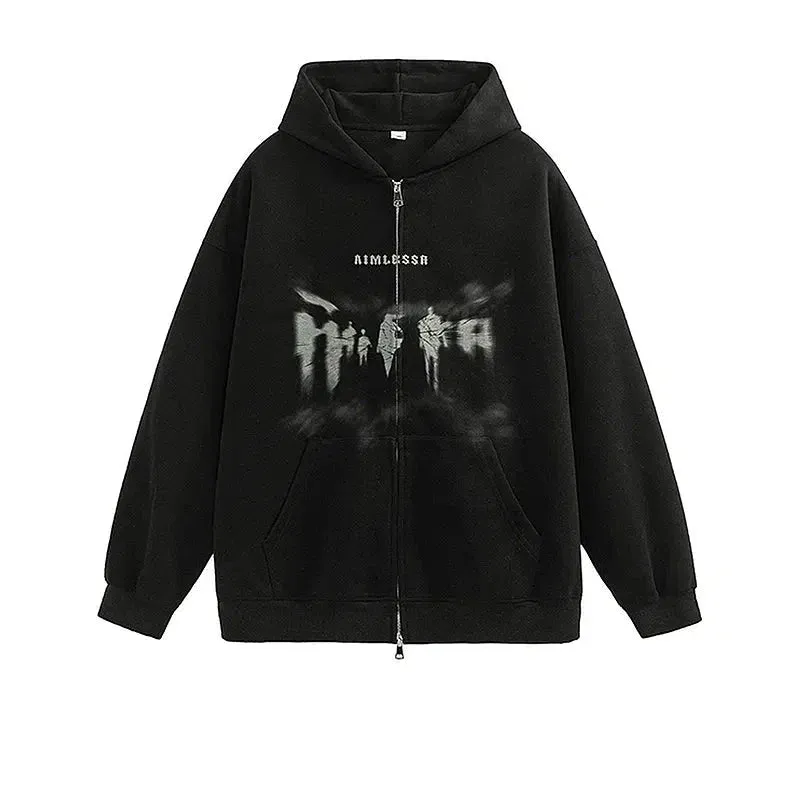 Graffiti Hooded Zip-Up Sweater