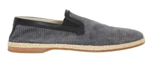 Gray Black Leather Breathable Loafers
