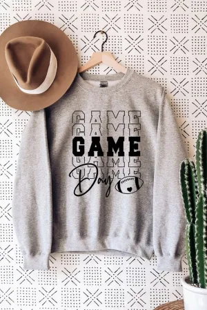 Gray GAME DAY Rugby Letter Print Pullover Sweatshirt