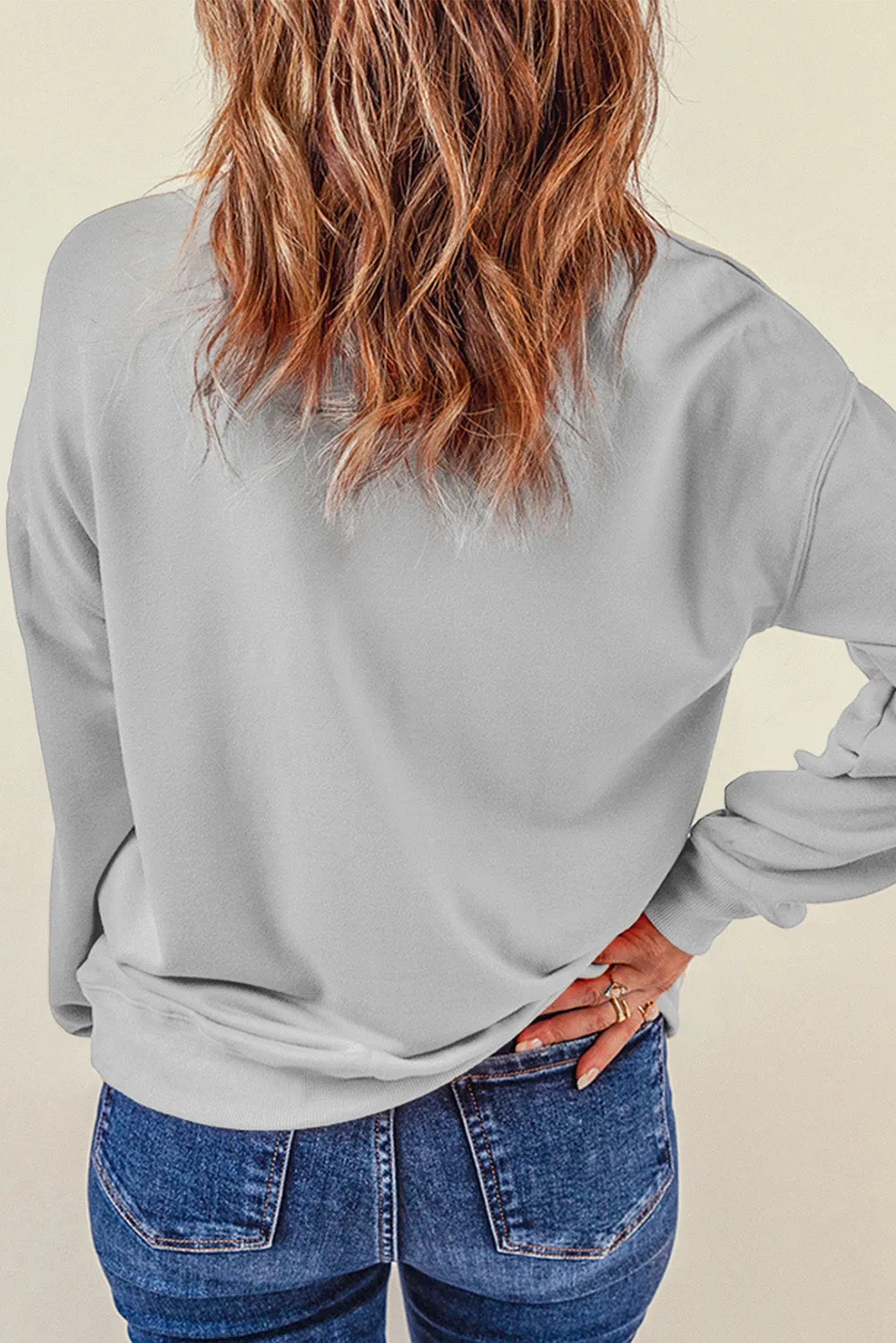 Gray GAMEDAY Drop Shoulder Crew Neck Pullover Sweatshirt
