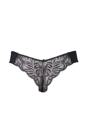 Gray Leaf Panty - Black