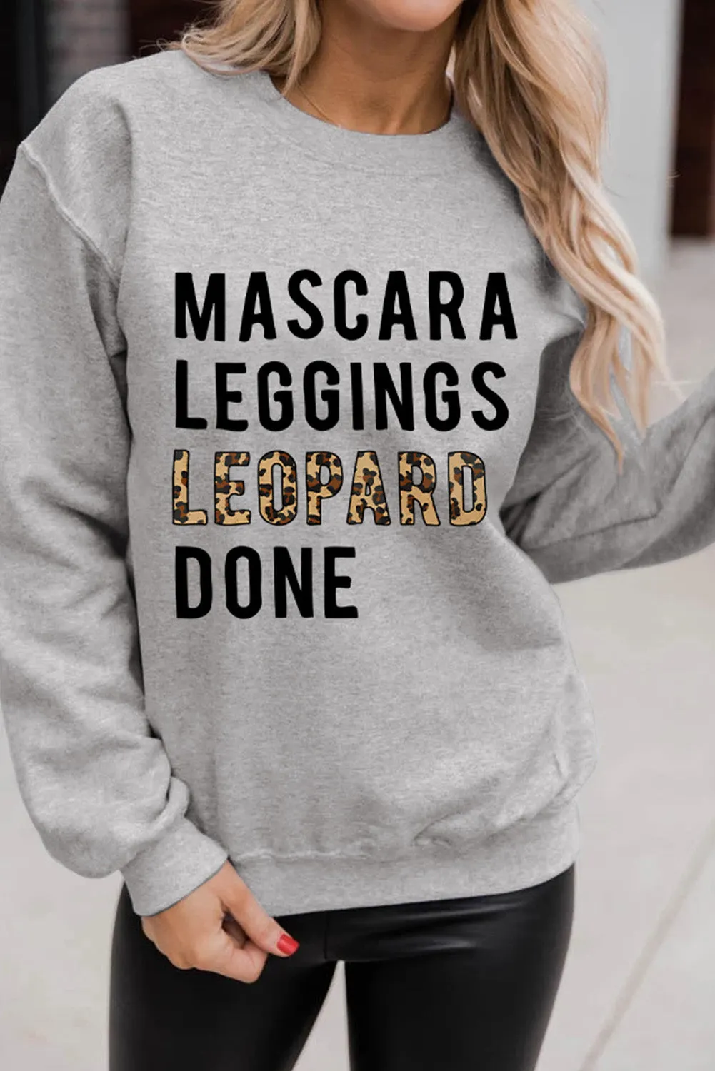 Gray Letters Graphic Loose Sweatshirt