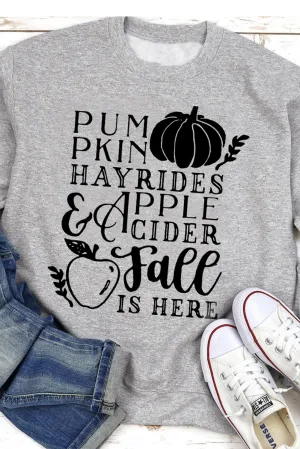 Gray Pumpkin Letter Graphic Print Pullover Sweatshirt