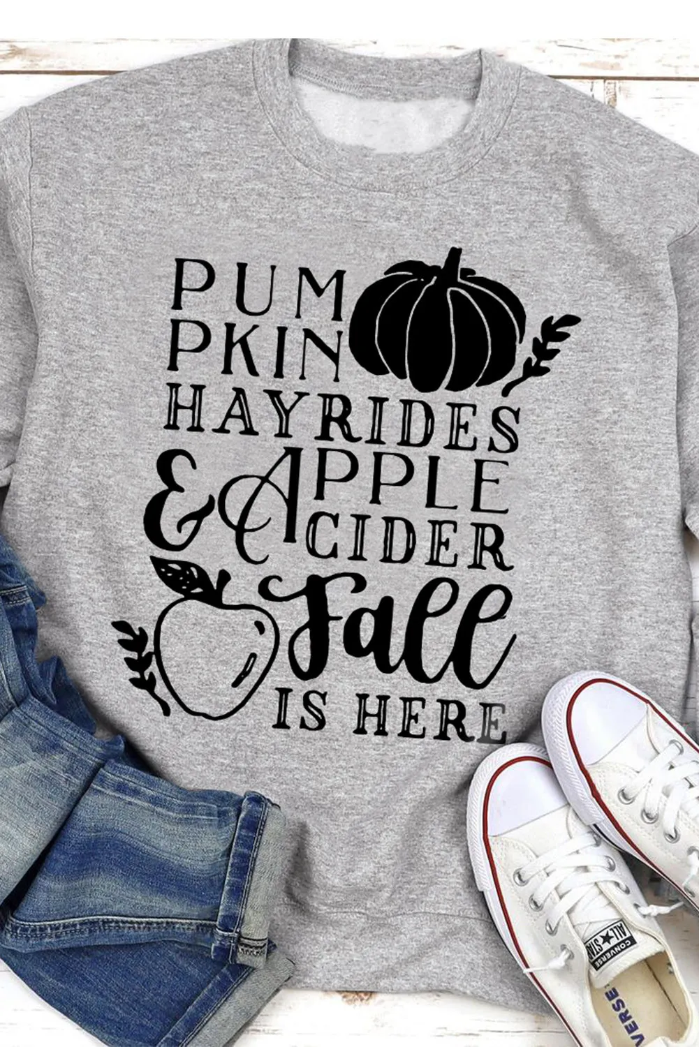 Gray Pumpkin Letter Graphic Print Pullover Sweatshirt
