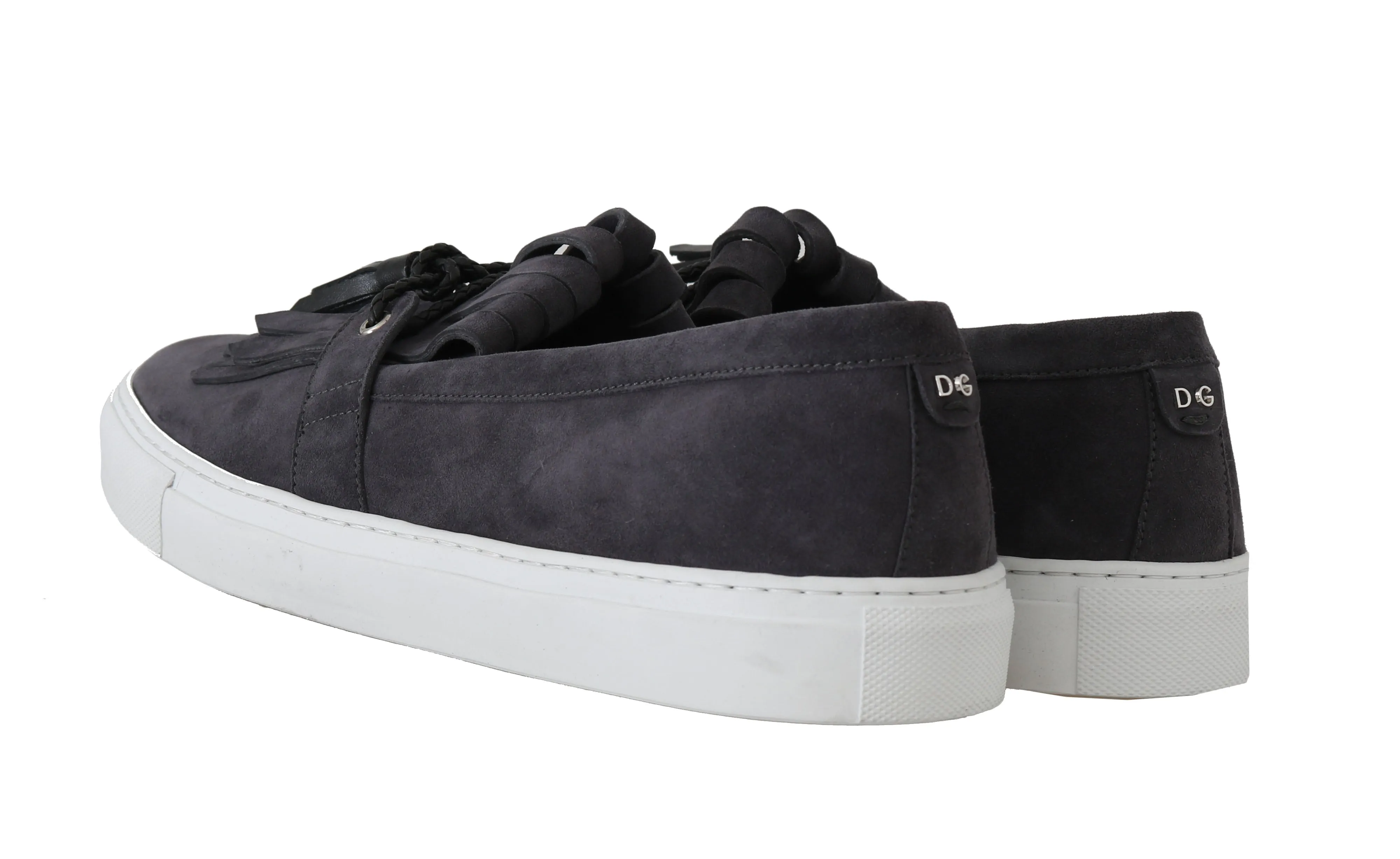 Gray Suede Tassel Loafers Slip
