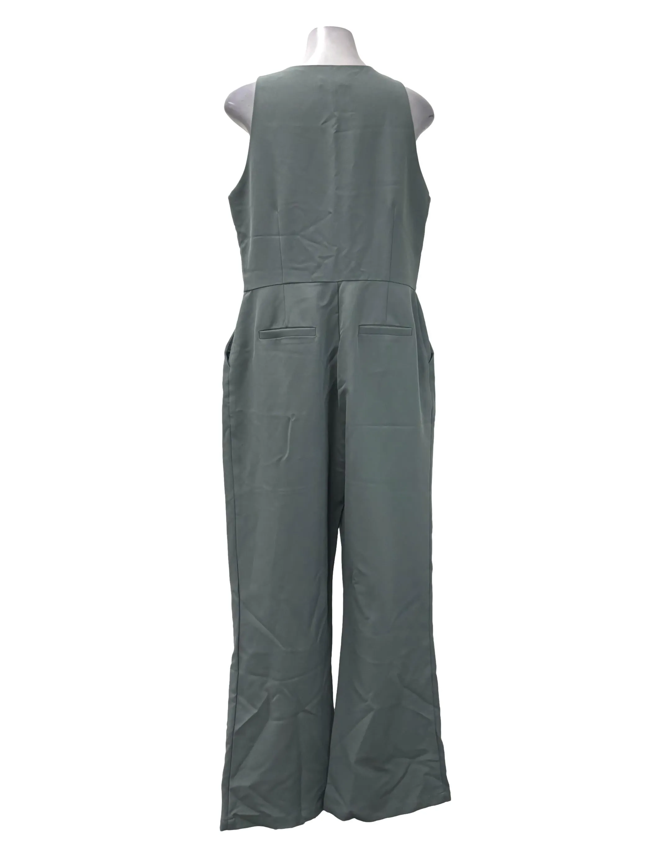 Grey Roundneck Sleeveless Jumpsuit LB