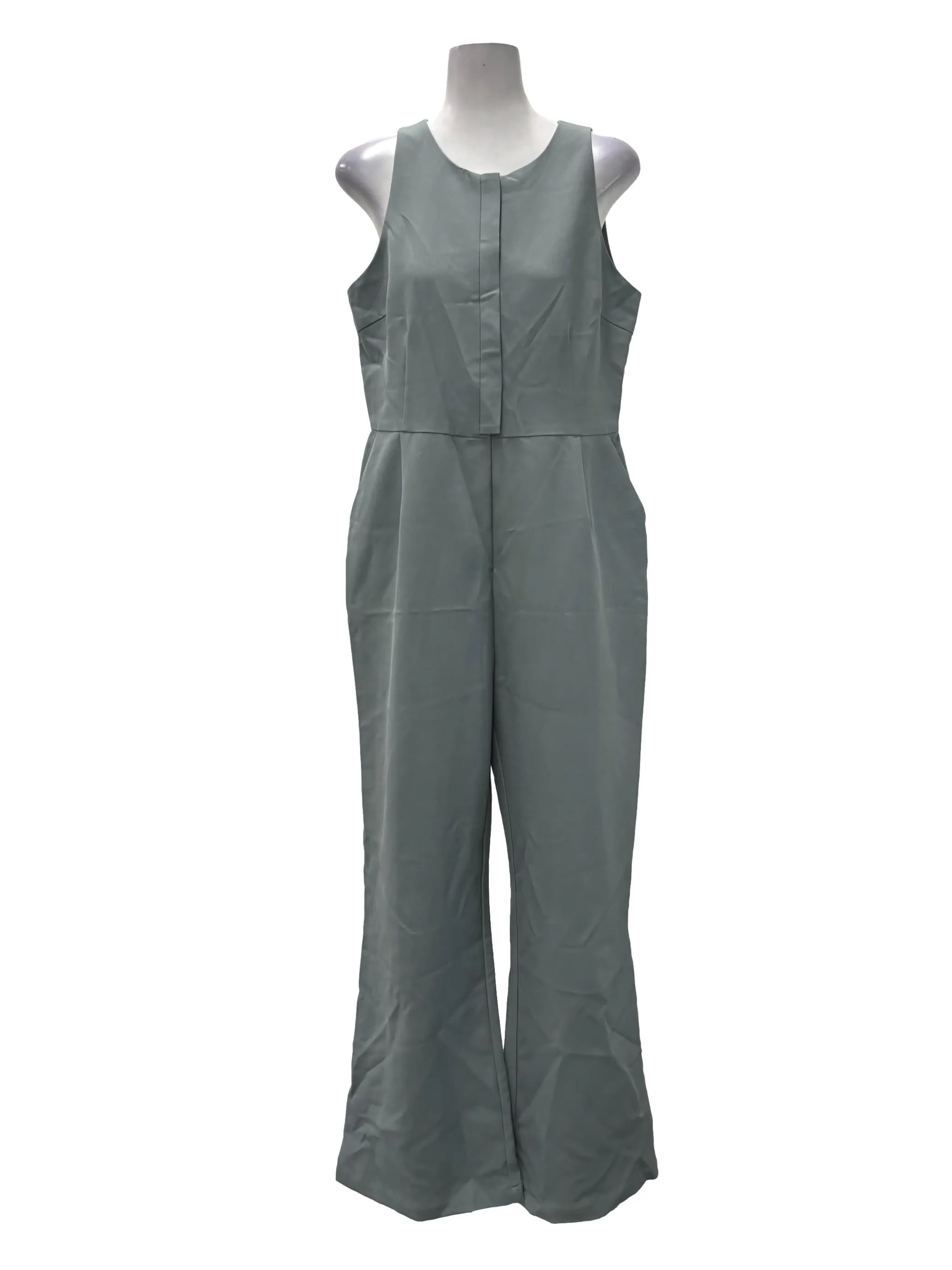 Grey Roundneck Sleeveless Jumpsuit LB
