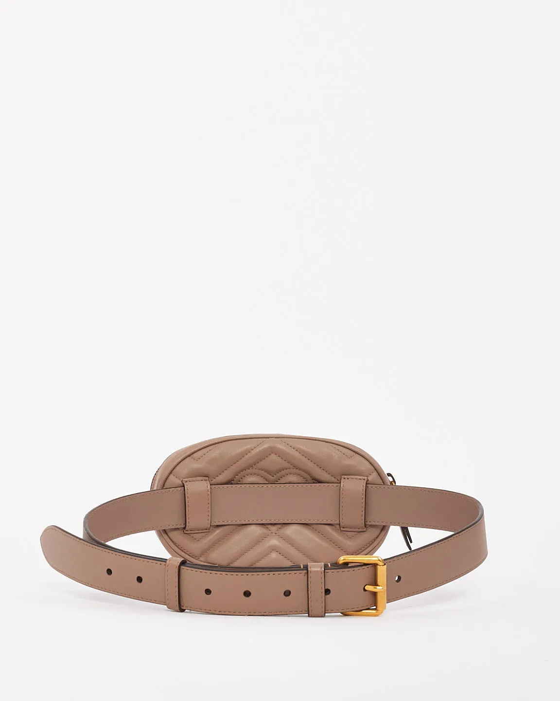 Gucci Beige Matelassé Leather GG Marmont Belt Bag - 85/34